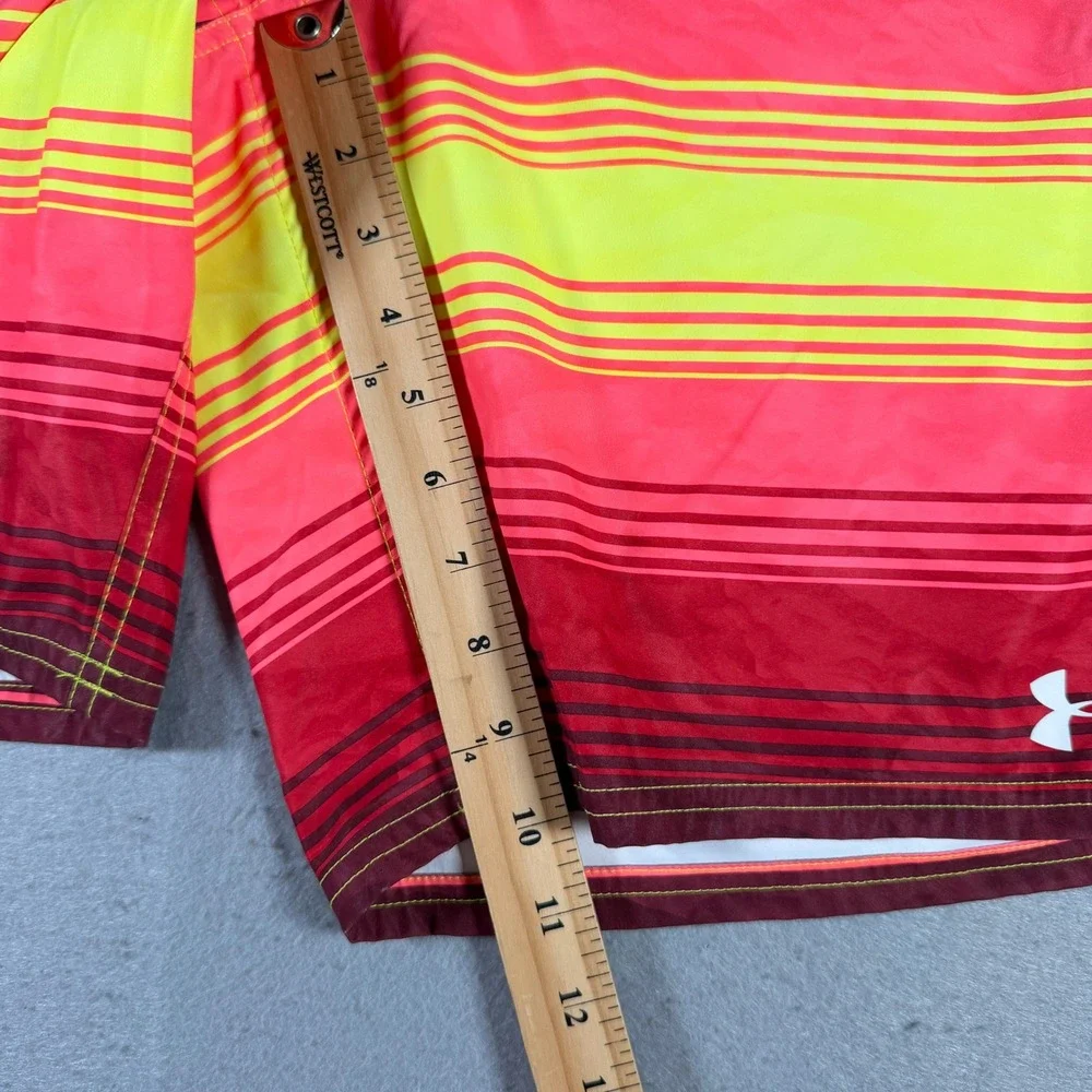 Under Armour Mens HeatGear Striped Board Shorts‎ Red Yellow Size 34 1257781